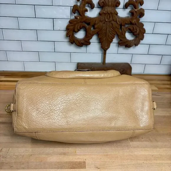 Coach Camel Pebbled Leather Campbell Satchel Bag F24690 Brass Hardware - Picture 6 of 7